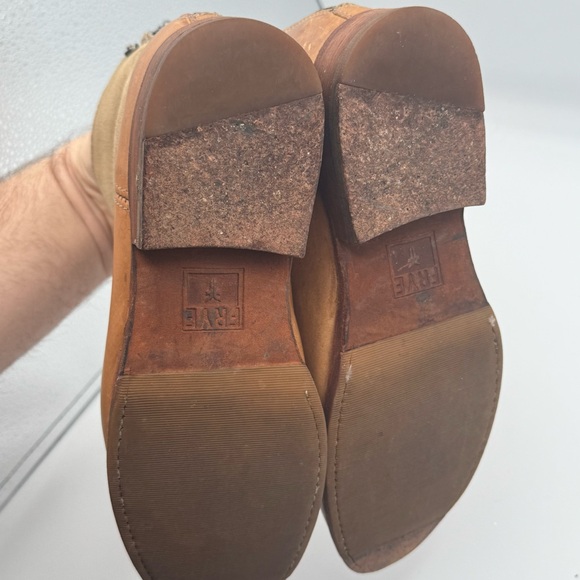 Frye Jamie Zip up Bootie ankle boots in brown tan leather and suede size 7.5 - Picture 10 of 14